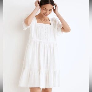Madewell puff sleeve dress sz L White Puff Sleeve Dress
